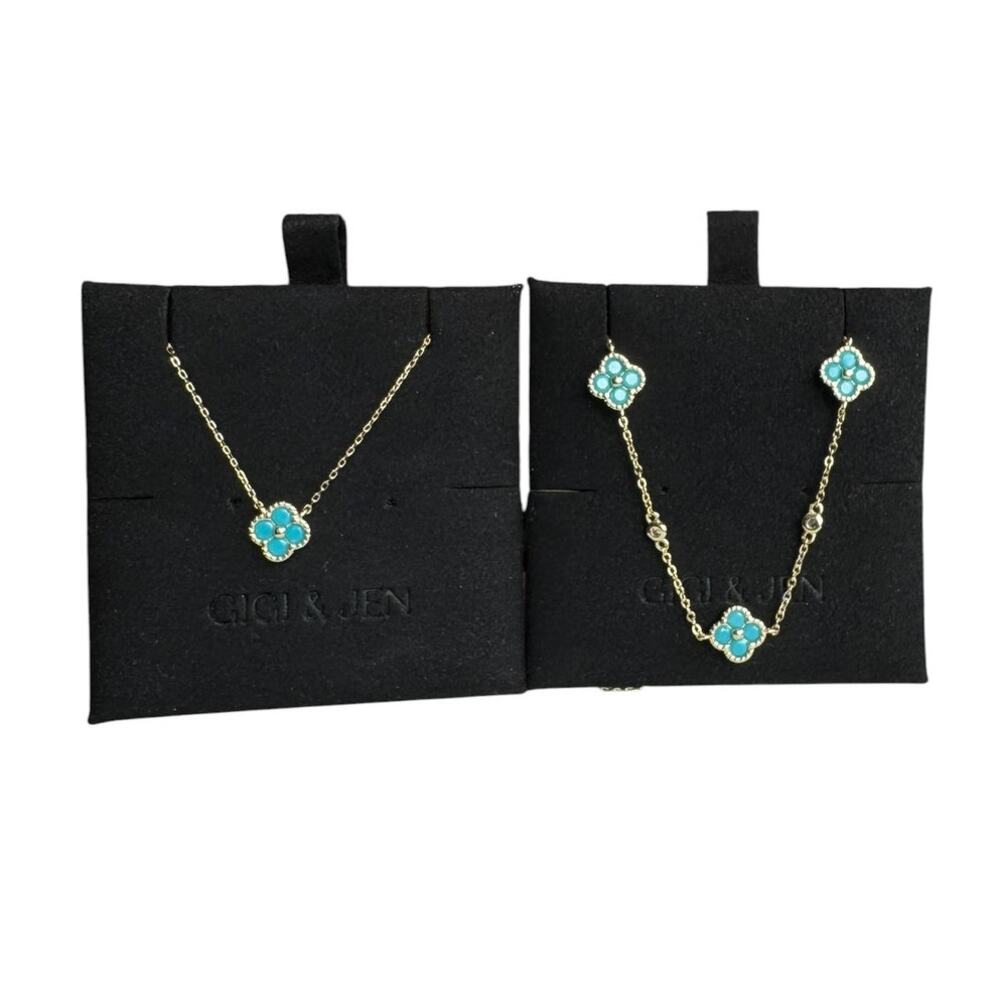 Necklace & Bracelet turquoise floral Jewelry Set